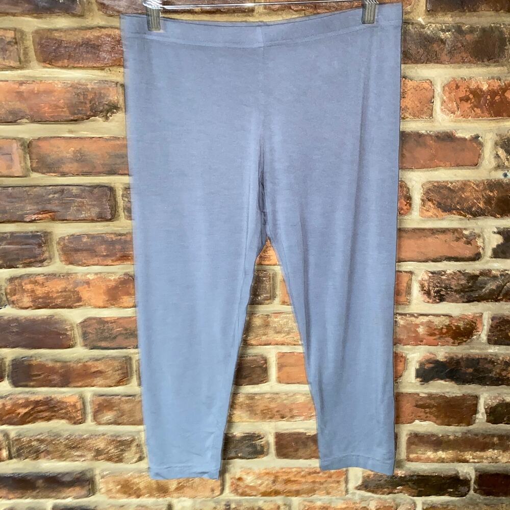 NWT Mododoc Fossil Gray Purple Pull-On Capri Cropped Leggings Women's Size Small